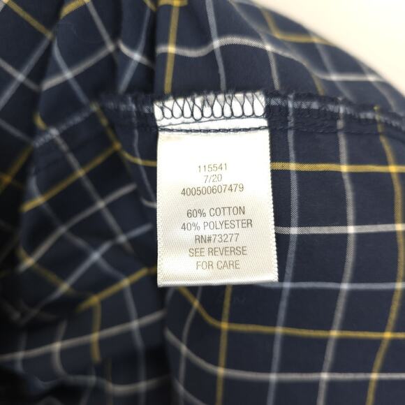 Croft & Barrow Window Pane Plaid Button Down Shirt Easy Care Men XL Blue Yellow - Picture 9 of 12